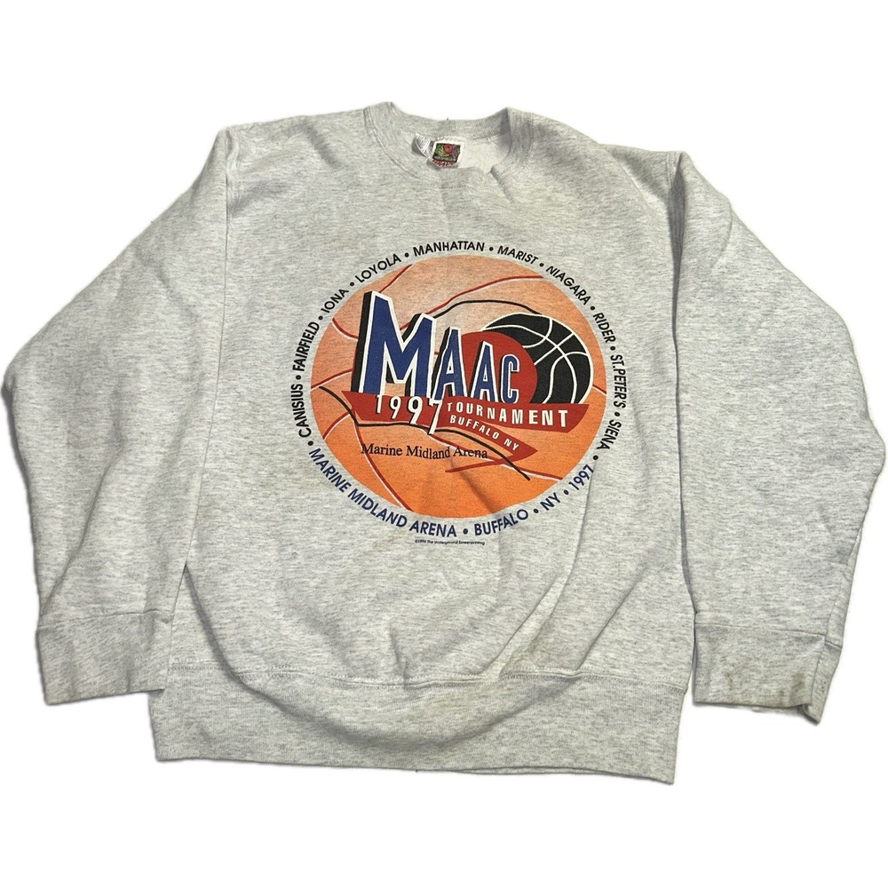 Vintage 1997‎ MAAC Tournament Buffalo NY Gray Crewneck  Sweatshirt Men's M